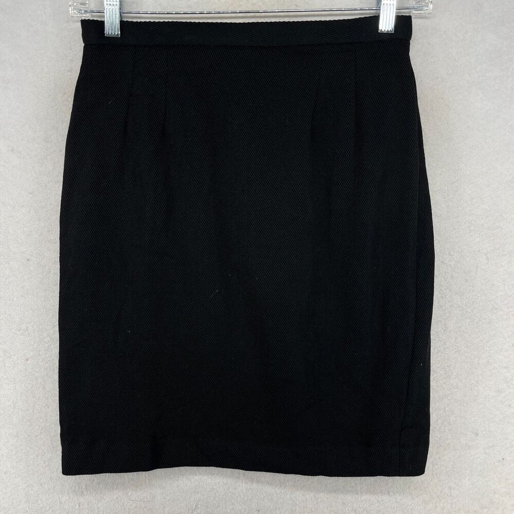 J.PETERMAN Skirt 12 M Wool Textured Twill Pleated Pencil Zip Back Lined Black